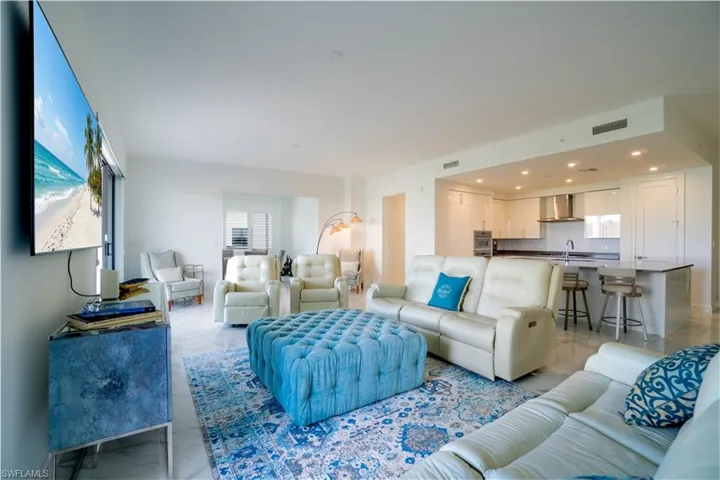 Living room with recessed lighting