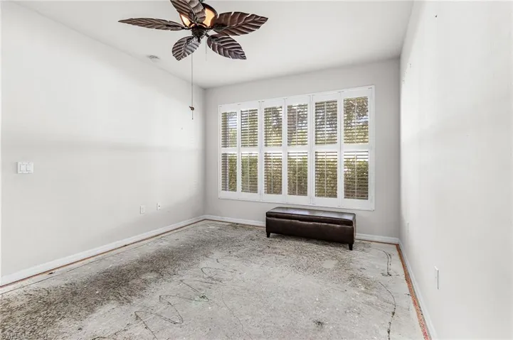 Plantation shutters and large picture window