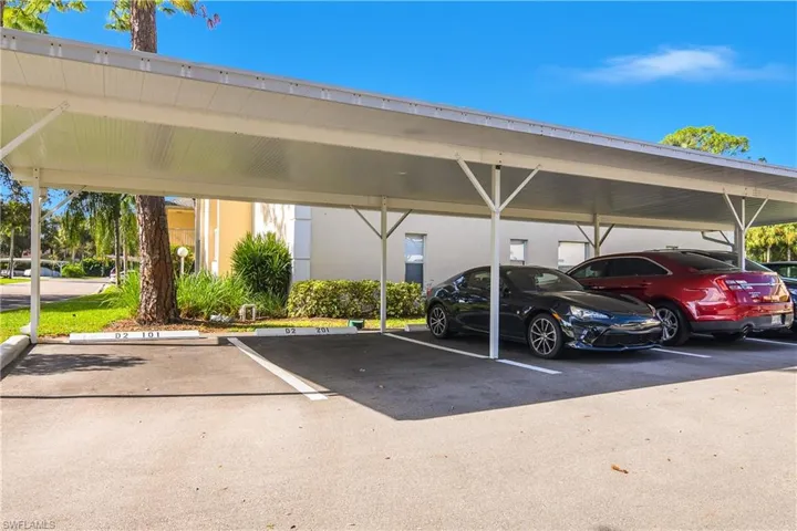 View of covered parking lot