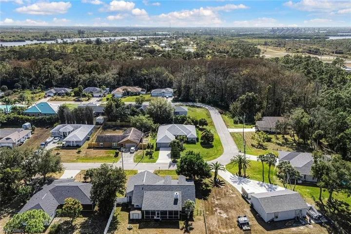 Aerial perspective of suburban area