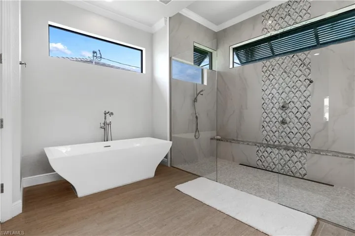 Separate shower and tub