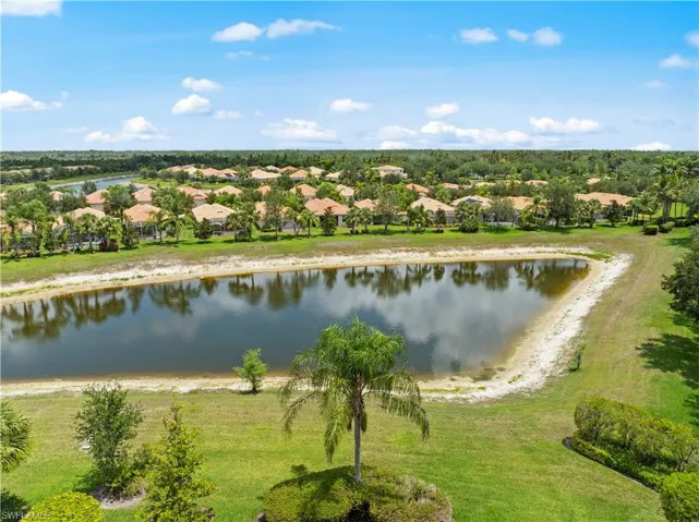 Bird's eye view of a nearby body of water