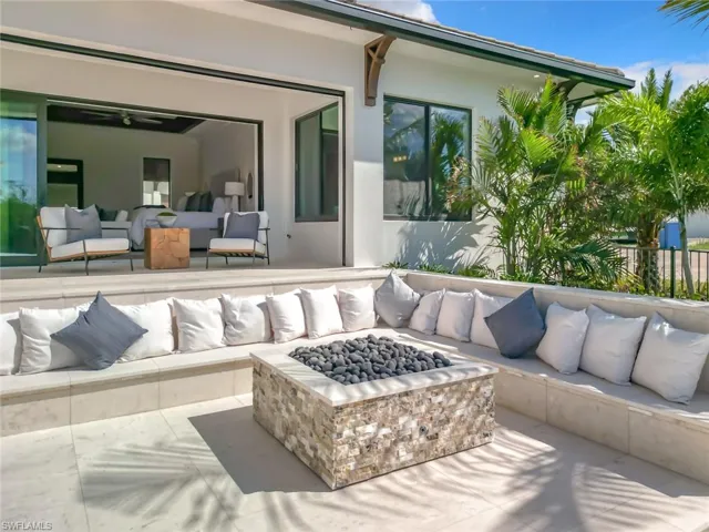 The inviting fire seating area.