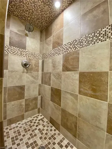 Master bathroom shower with no door to clean!