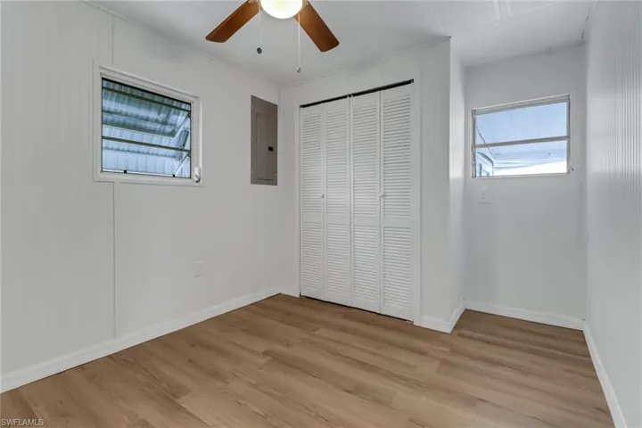 Bedroom with Ceiling Fan & Closet