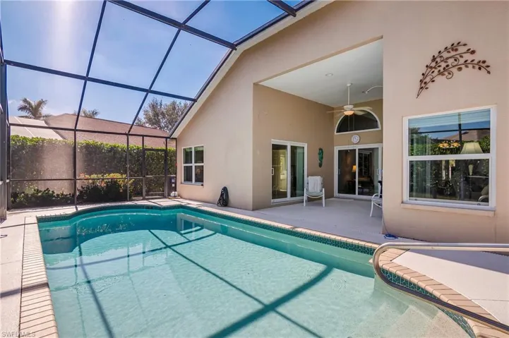 Pool with covered gathering area