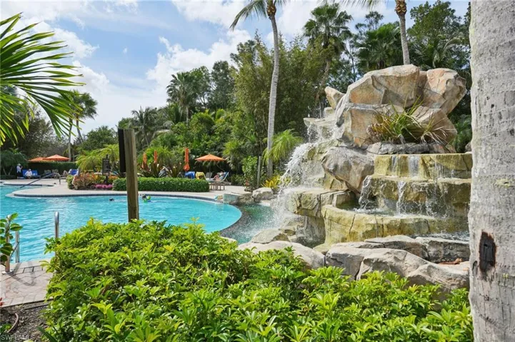 Pool with a patio area