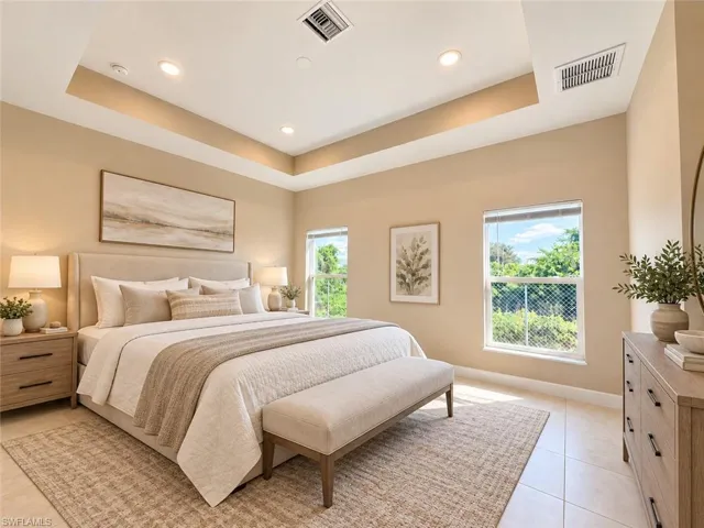 Tray ceiling with recessed lighting