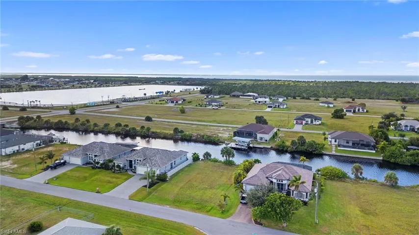 Bird's eye view of a nearby body of water