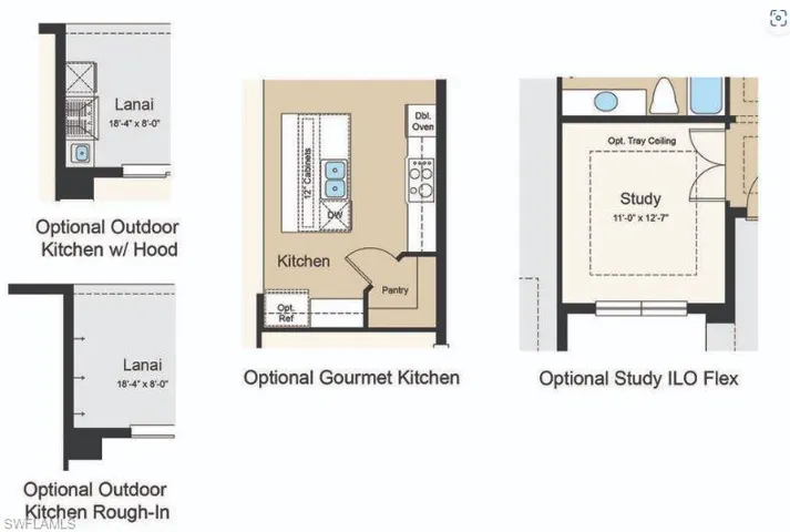 Structural options added include: Study in place of flex and tray ceiling at primary suite, dining, and gathering room.