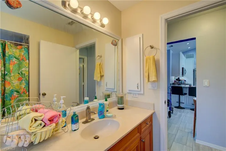 The guest bathroom is situated perfectly for the convenience of your guests