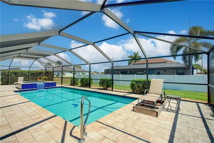 The pool cage extends to an impressive 58' long, not your average size