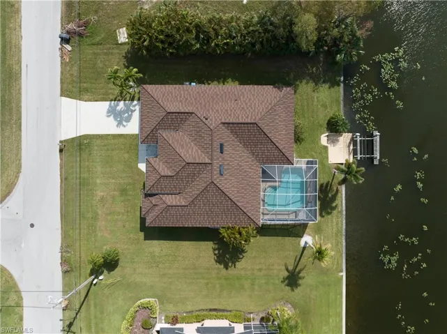 Aerial view of the oversized lot
