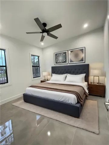 Bedroom featuring ceiling fan