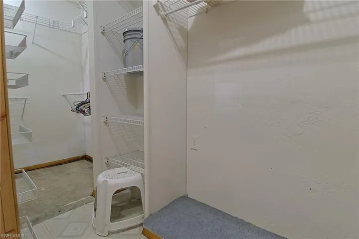 Walk in closet with light carpet