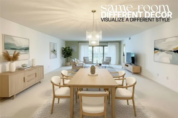 Dining room with a chandelier
