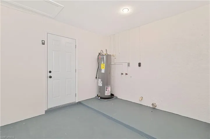 Garage with electric water heater