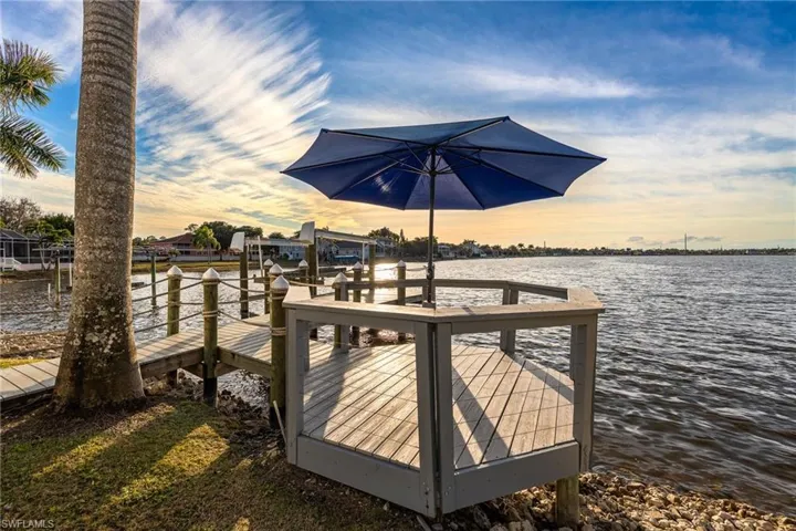 Dock area featuring a water view