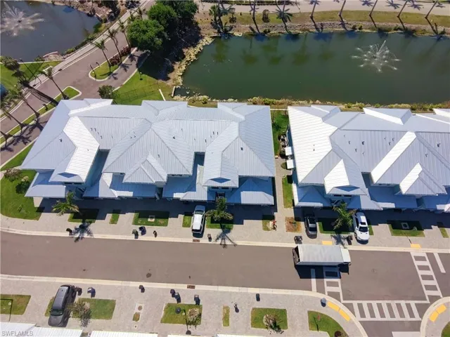 Bird's eye view of a nearby body of water