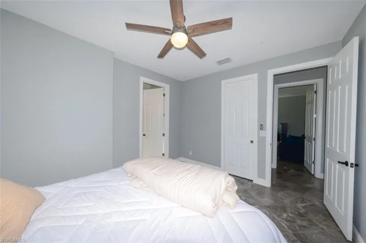 Bedroom with a ceiling fan