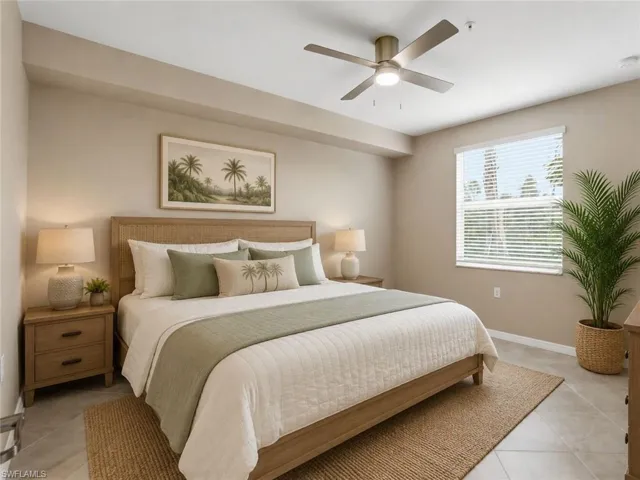 Virtually staged primary bedroom