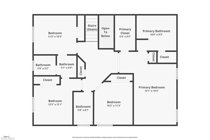 Second floor with 4 bedrooms