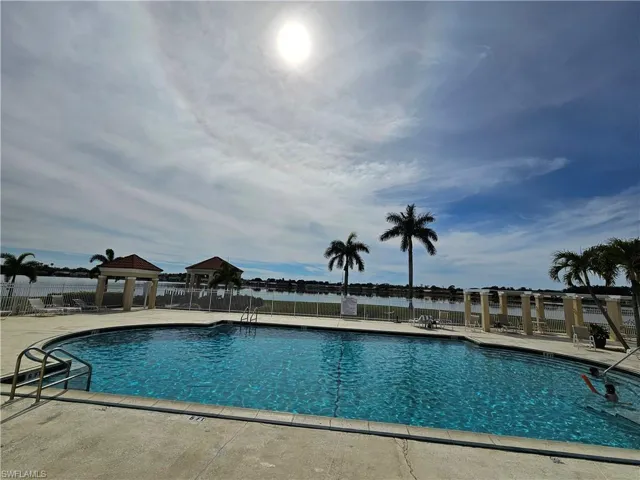 View of pool with a gazebo