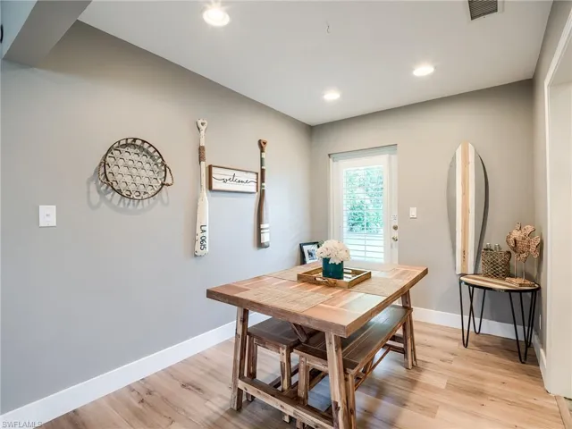 Dining area featuring light hardwood / wood-style floors