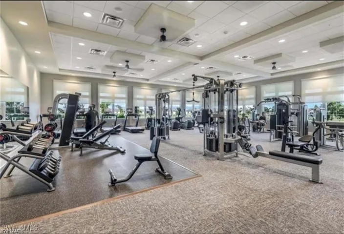 Gym featuring visible vents and a wealth of natural light