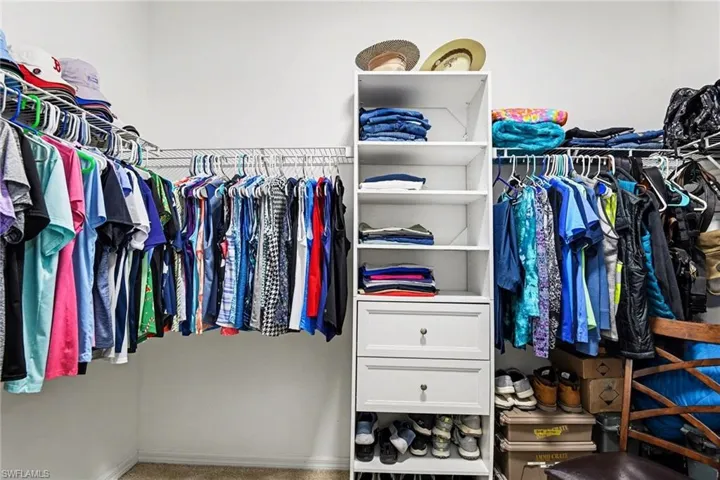 Walk in closet with carpet