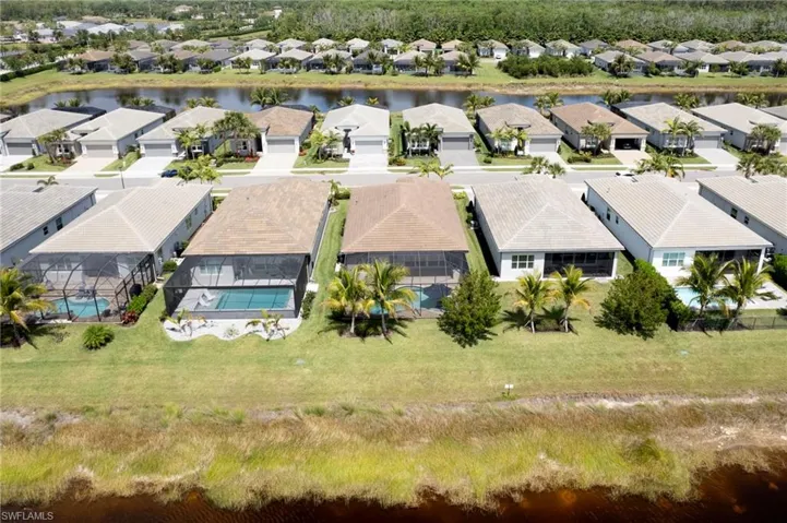 Bird's eye view featuring a water view and a residential view