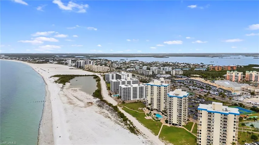 View of urban area with a large body of water