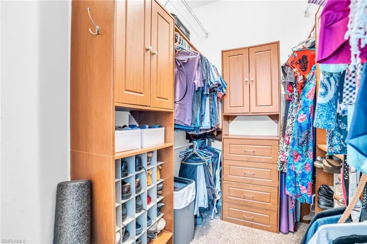 Spacious closet with carpet floors