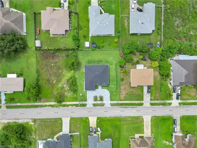 Aerial perspective of suburban area