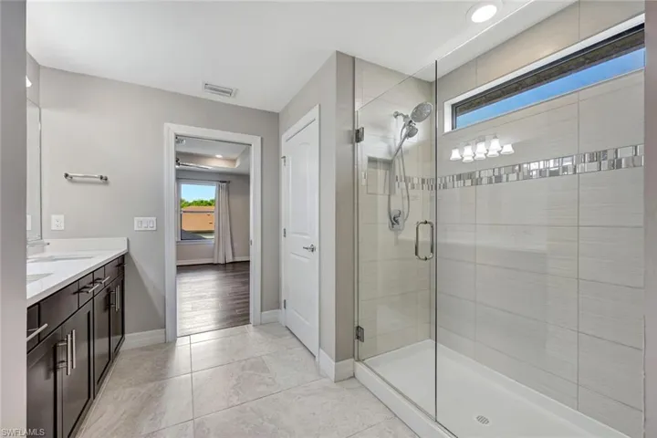 Primary bathroom shower area
