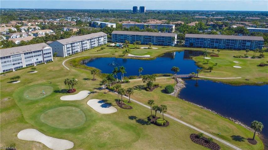 Birds eye view of Golfview's 3rd and 7th greens, ponds, etc.