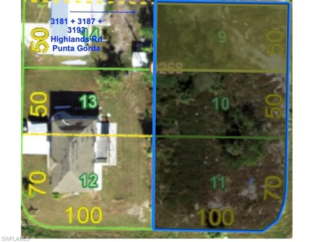 Aerial view of property's location with property boundaries highlighted