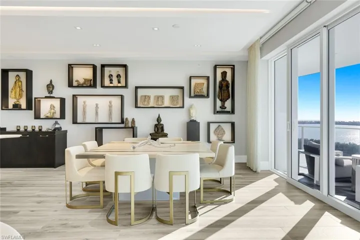 Floating cabinetry offers visual elegance.