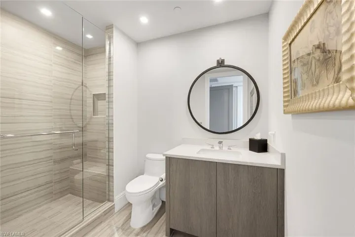 Guest bathroom, thoughtfully designed.