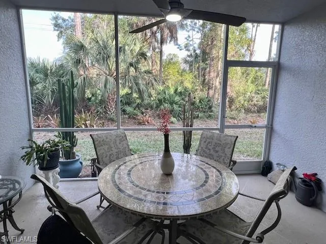 Screened in Lanai and Garden View.  Patio furniture is being sold with the property.