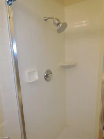 Room details with a tile shower