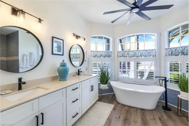Master Bath with stand alone tub + twin vanity