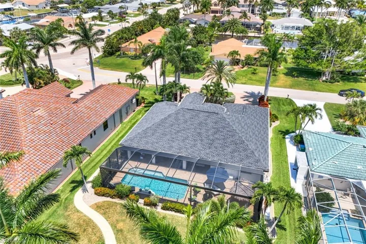 Aerial rear view of the property
