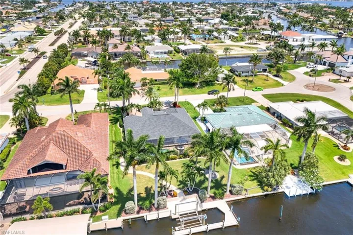 Aerial rear view of the property