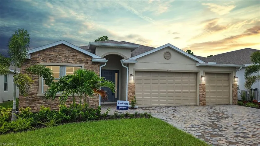 Front Elevation with a 3 car garage