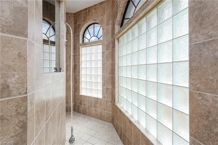 Bathroom view of a walk in shower