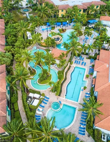 Aerial overview of The Naples Bay Club and surrounding Cottages