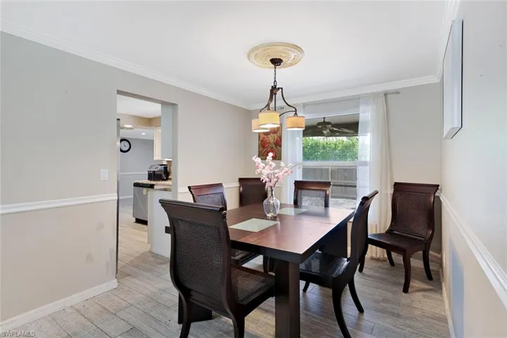 Located off the living room and kitchen.  Window with view to backyard.