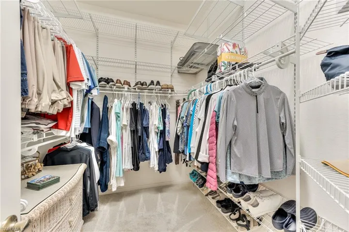 Spacious closet with carpet