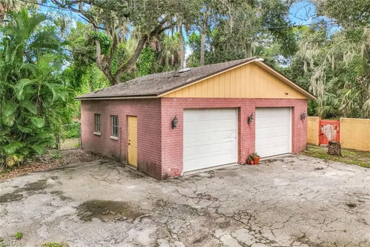 View of oversized 2-car garage